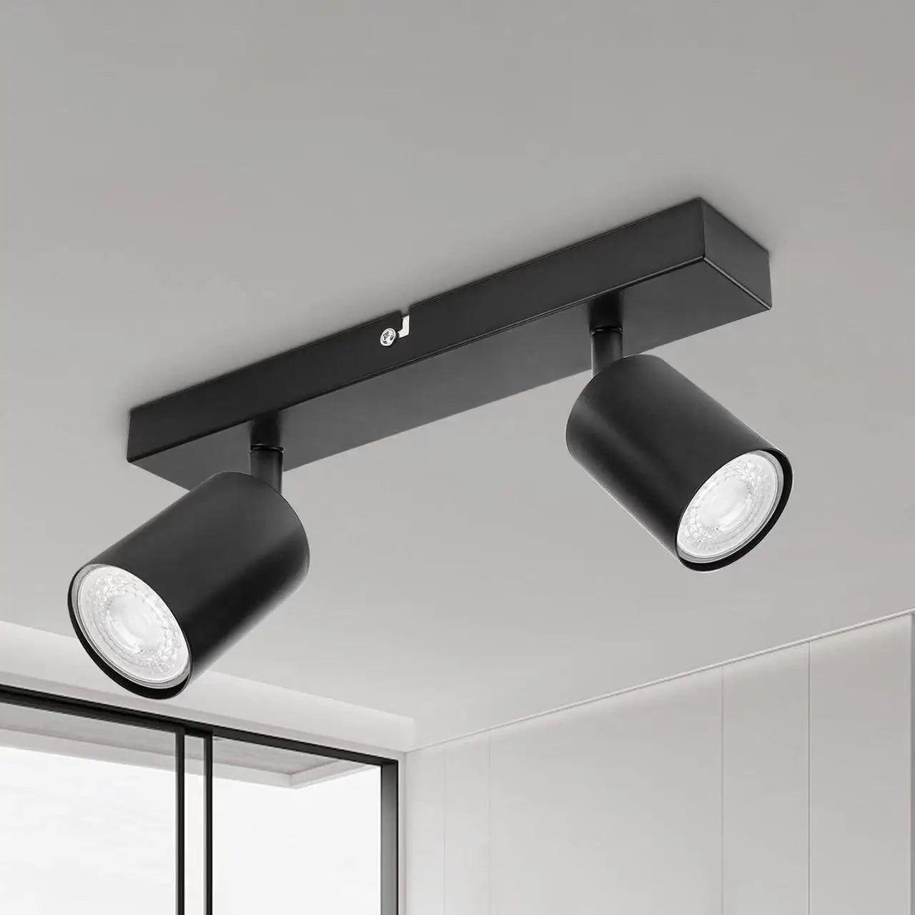 Modern LED Ceiling Light - Black 2-Light GU10 Energy Saver