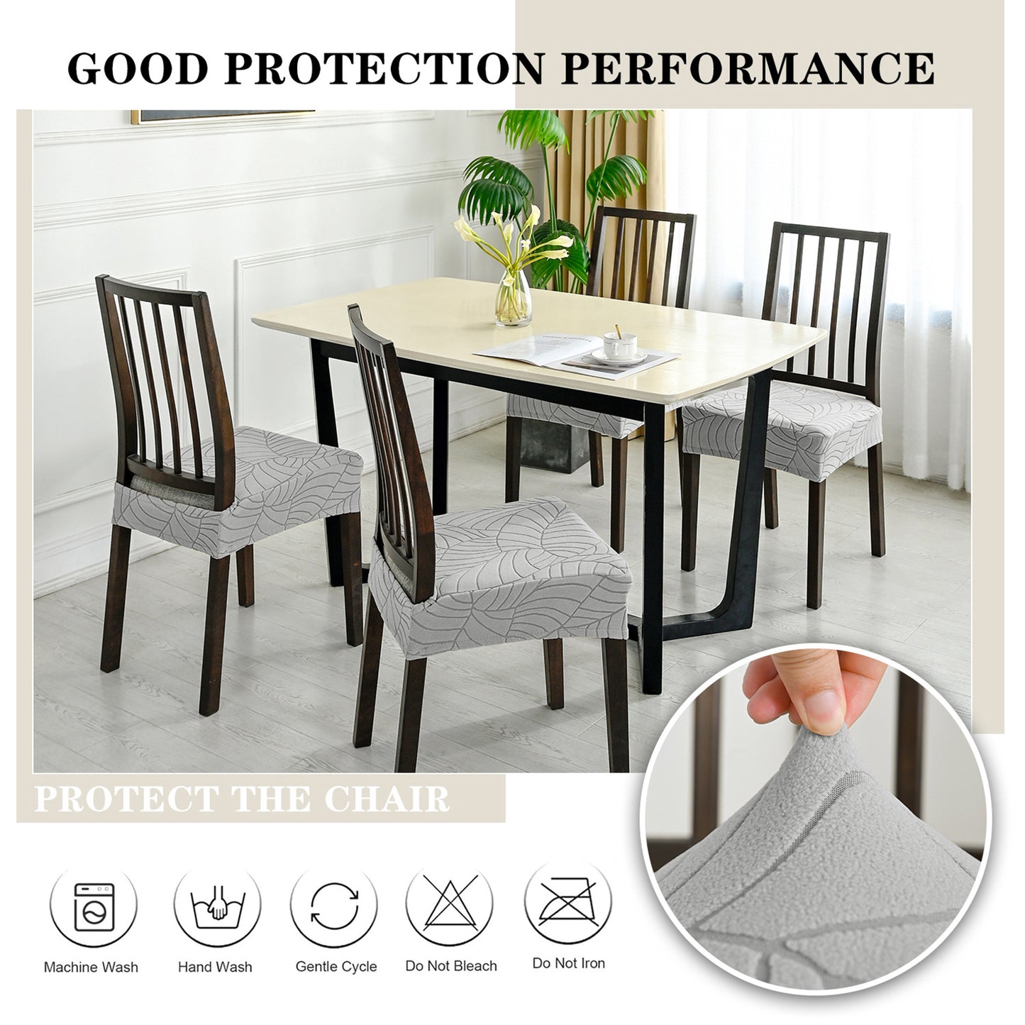 Durable Stretch Chair Covers - Leaf Jacquard Slipcovers