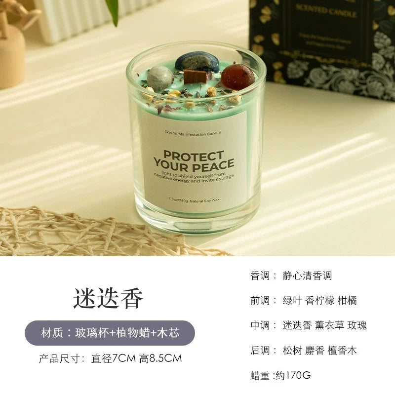 Scented Candle: Crystal-Cut Glass Candle: Romantic Soy Wax Gift