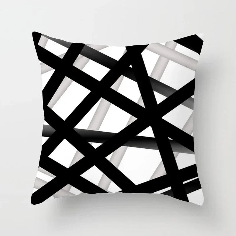 Nordic Geometric Pillow Cover 45x45CM - Black & White Chic