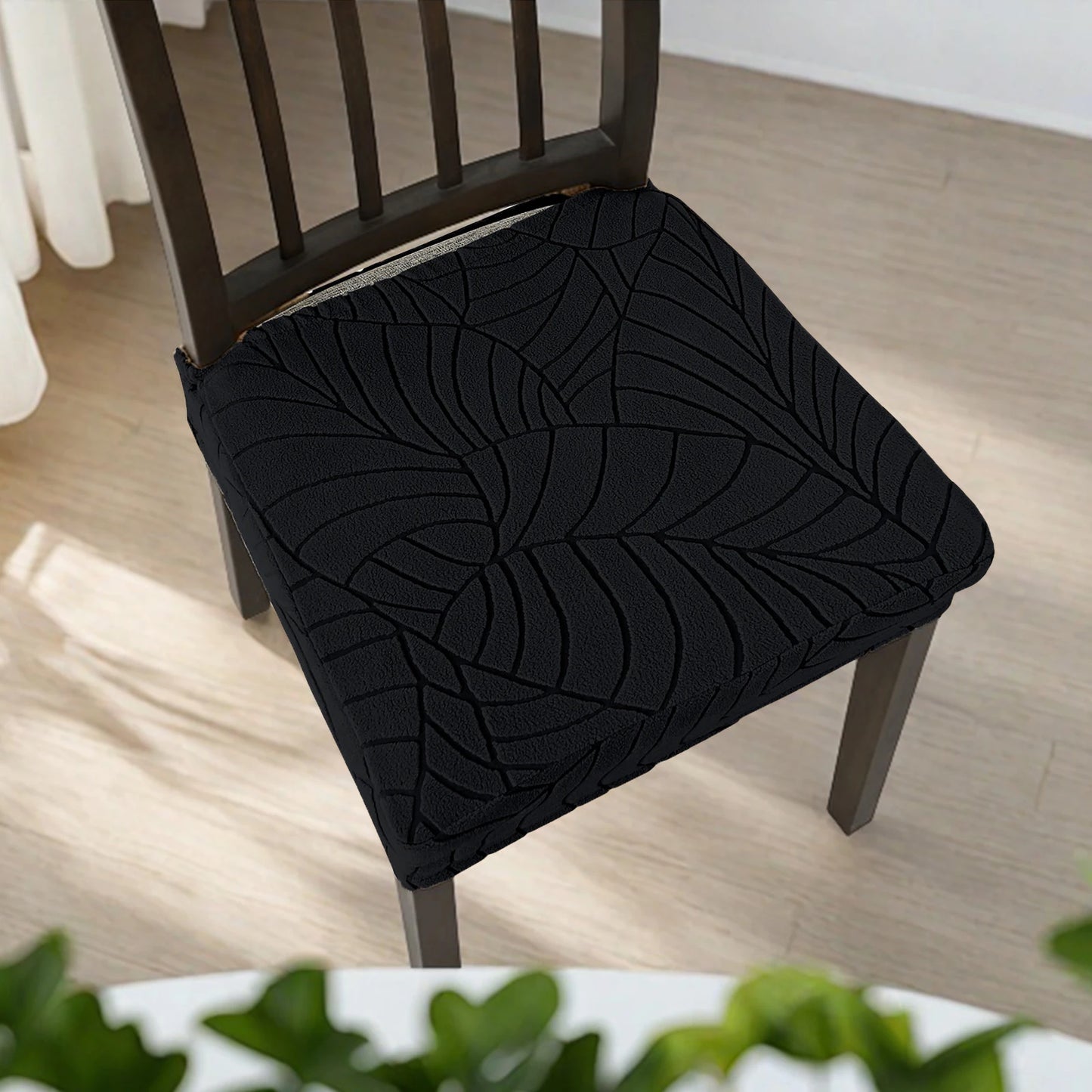 Durable Stretch Chair Covers - Leaf Jacquard Slipcovers