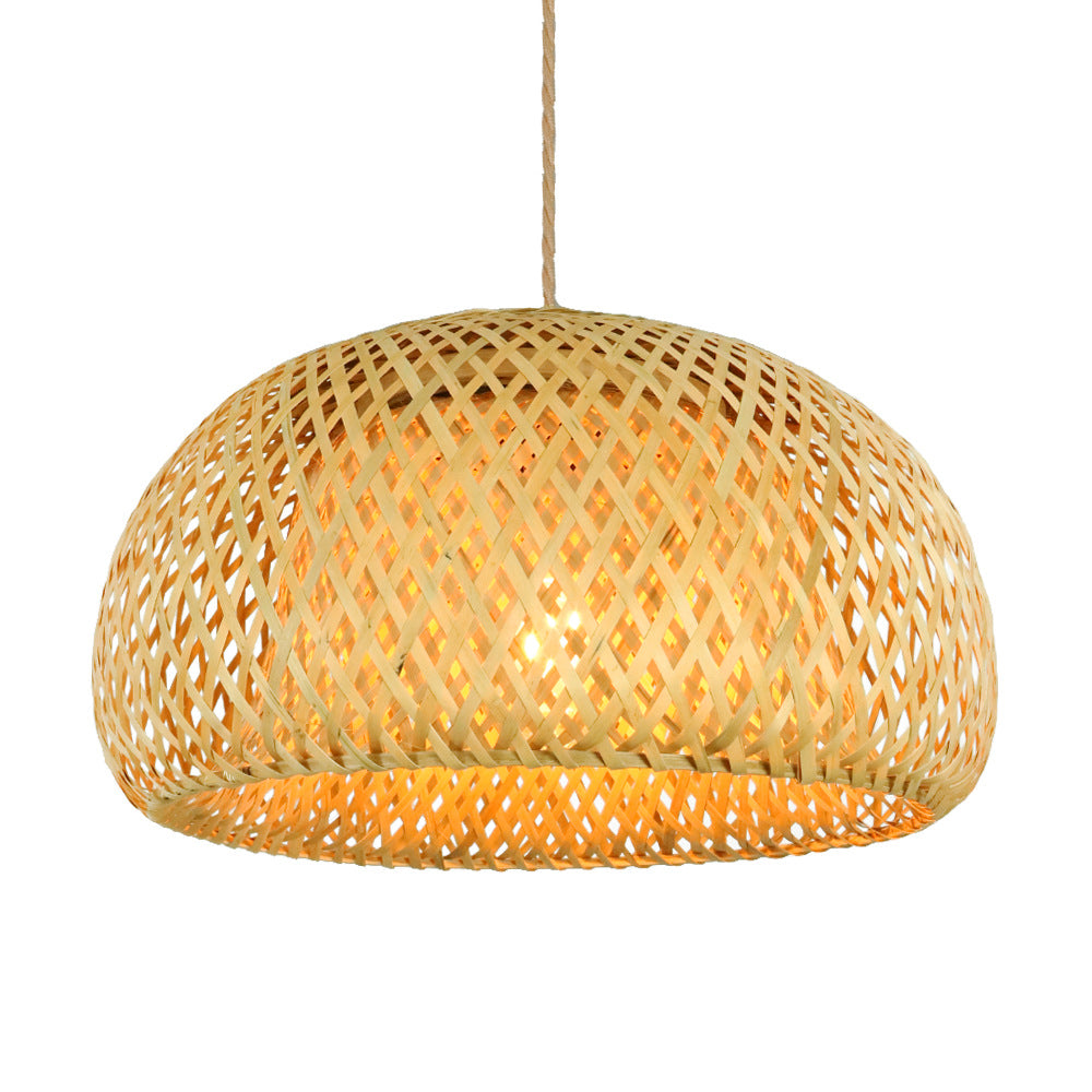 Rattan Pendant Lamp: 30cm Bamboo LED Hanging Light