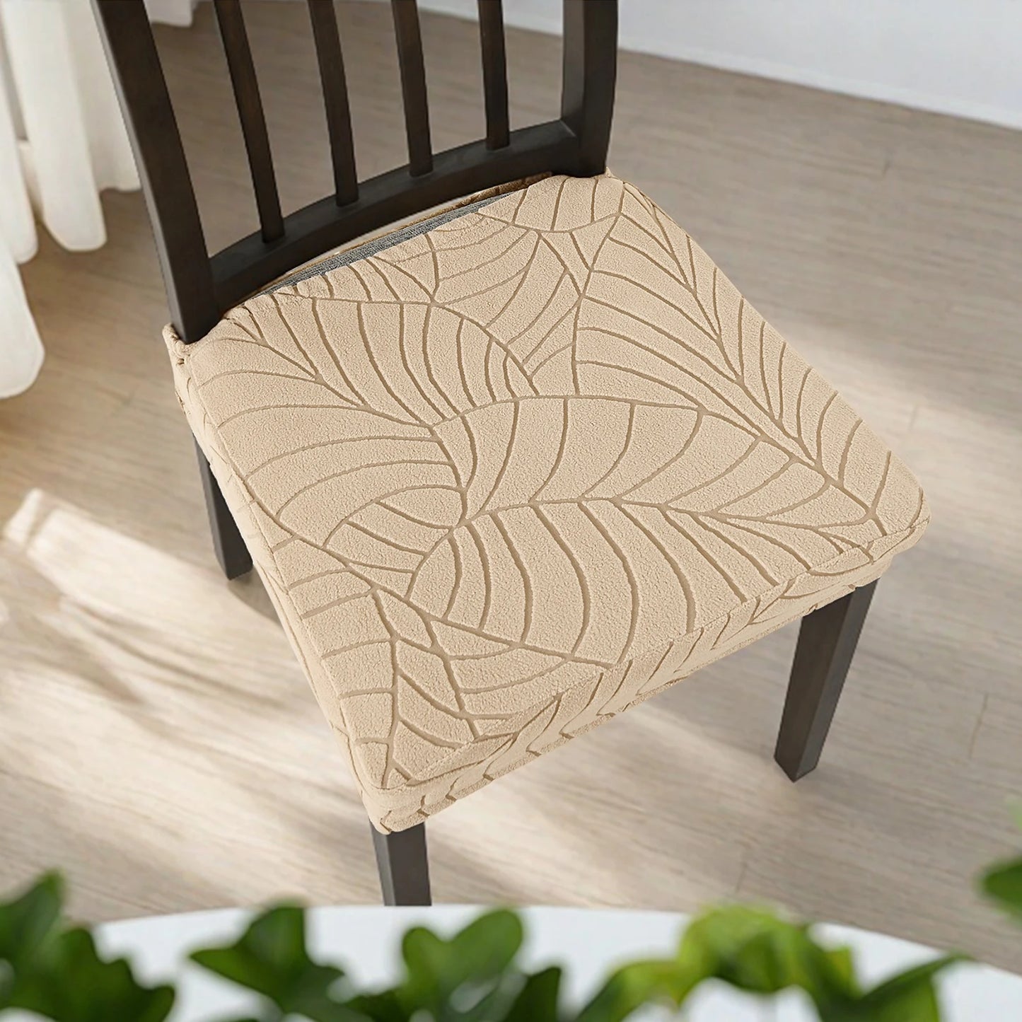 Durable Stretch Chair Covers - Leaf Jacquard Slipcovers
