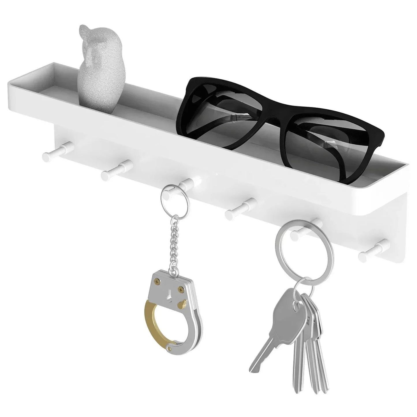 Key Holder Wall Decor: 6-Hook Mail Shelf Organizer