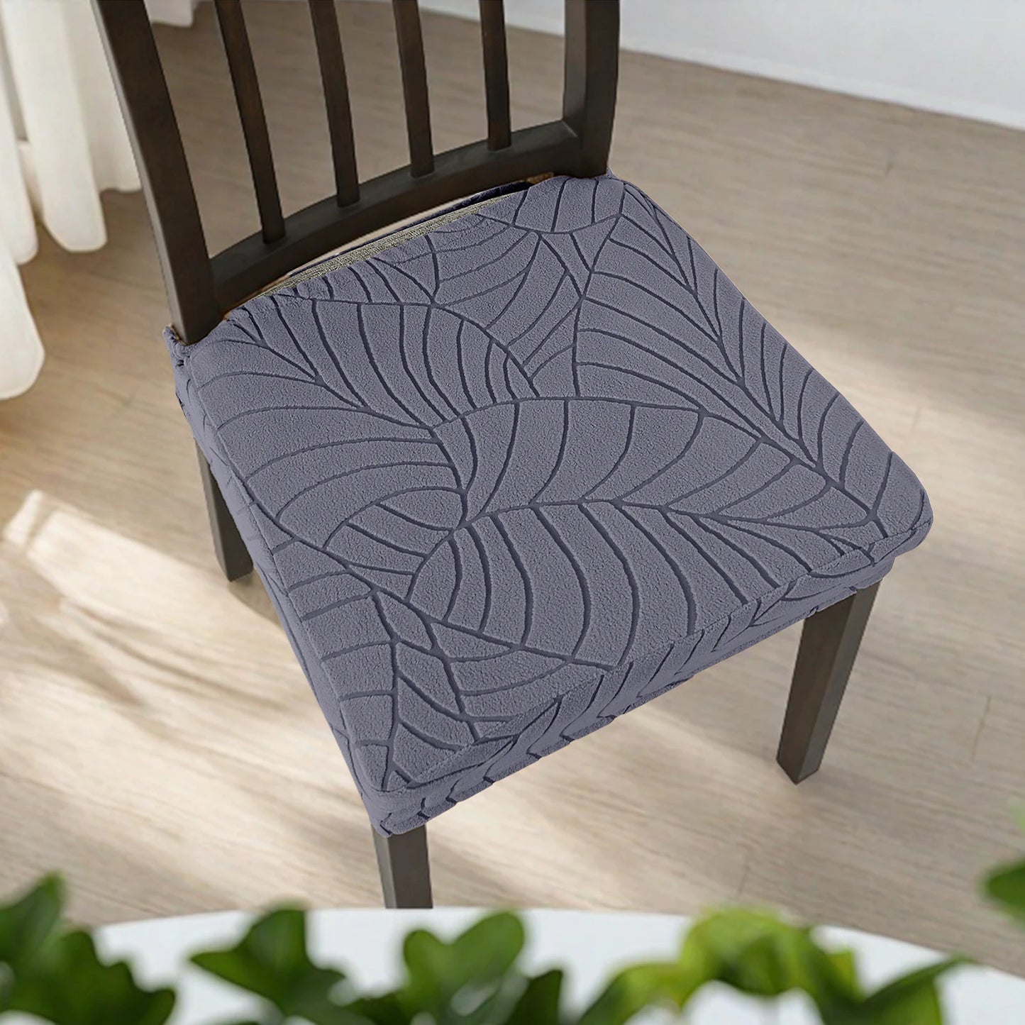 Durable Stretch Chair Covers - Leaf Jacquard Slipcovers