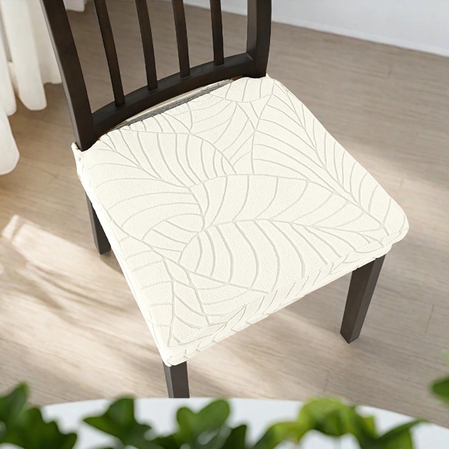 Durable Stretch Chair Covers - Leaf Jacquard Slipcovers