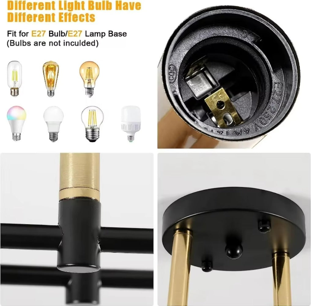 Modern Chandelier: 2-Light Flush Mount Chandelier - Indoor Ceiling Lamp