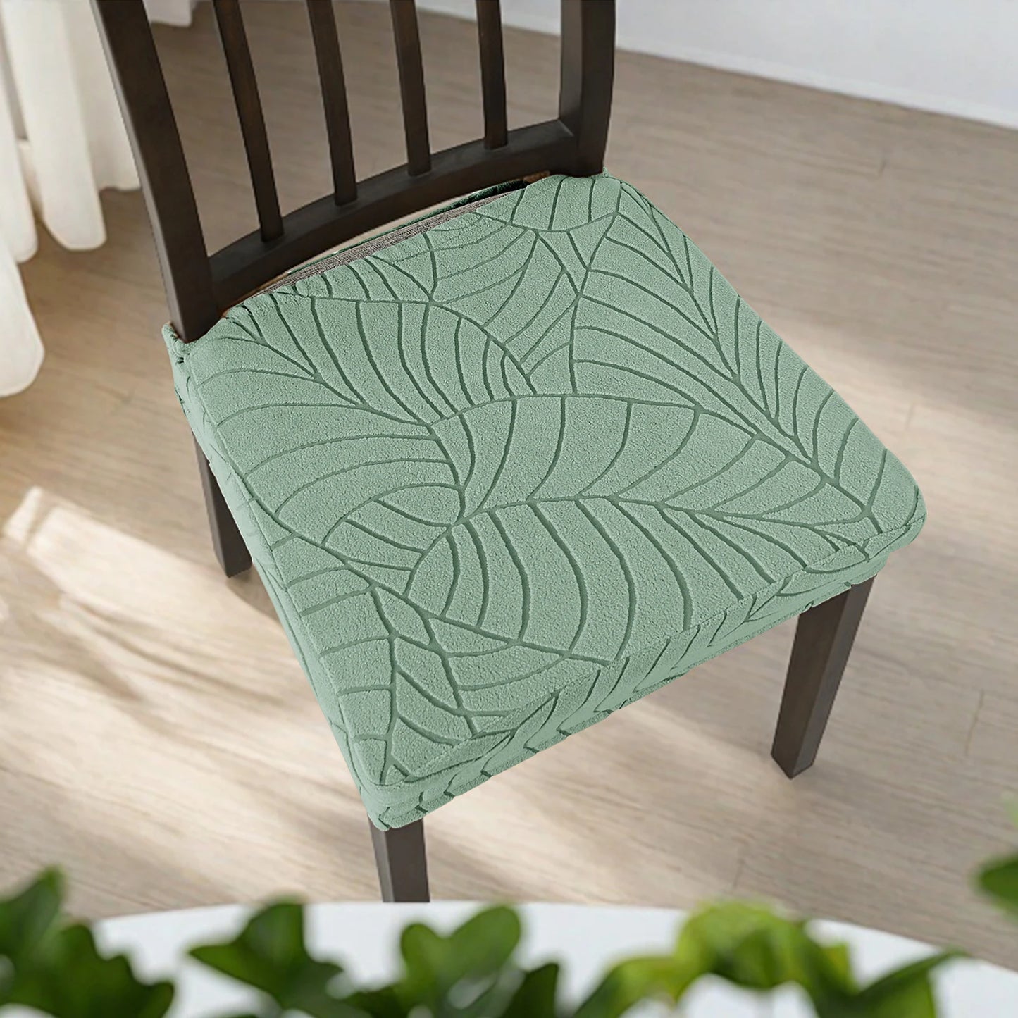 Durable Stretch Chair Covers - Leaf Jacquard Slipcovers