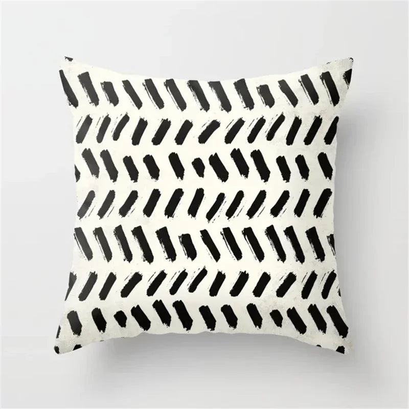 Nordic Geometric Pillow Cover 45x45CM - Black & White Chic