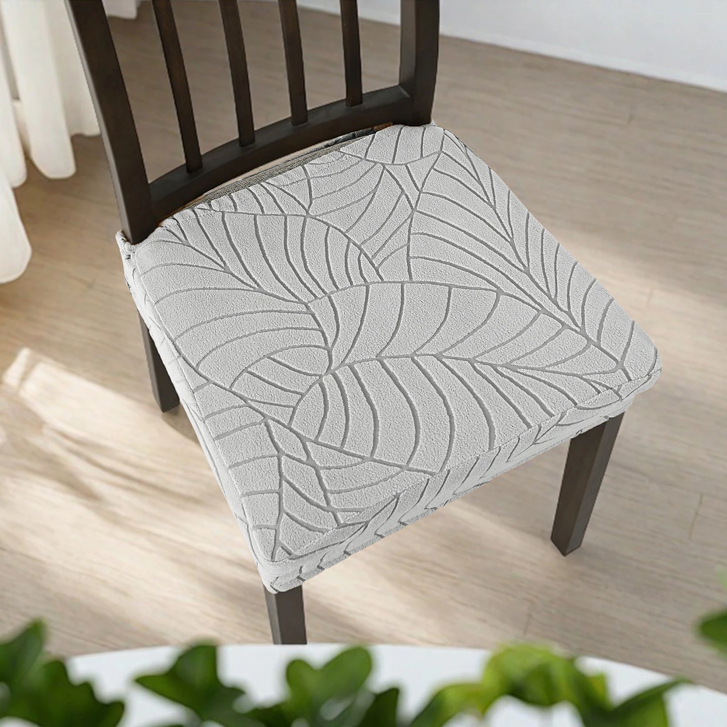 Durable Stretch Chair Covers - Leaf Jacquard Slipcovers