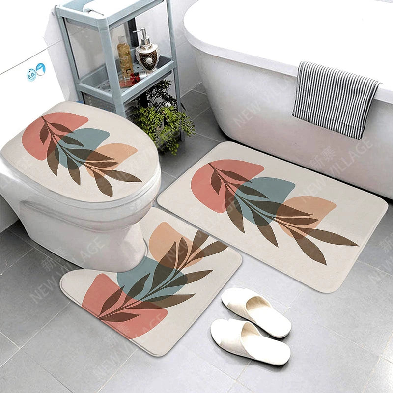Anti-slip Bath Mat Bathroom Rug Shower Mat Decorative Absorbent Foot Mat Entrance Bathtub toilet rug boho Nordic plant leaf