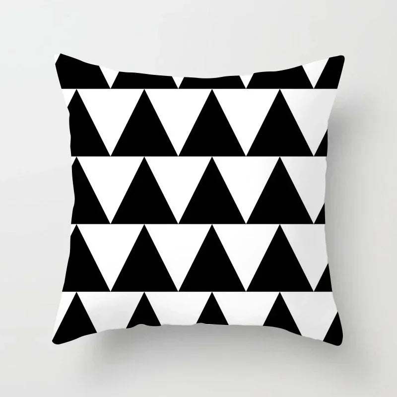 Nordic Geometric Pillow Cover 45x45CM - Black & White Chic