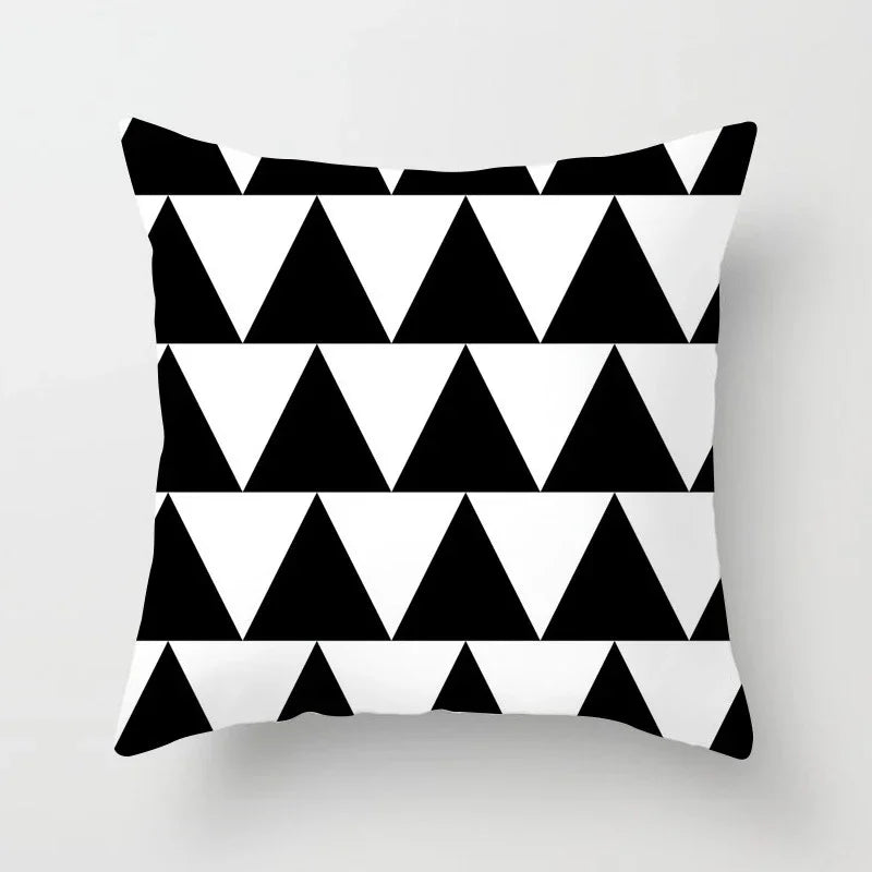 Nordic Geometric Pillow Cover 45x45CM - Black & White Chic