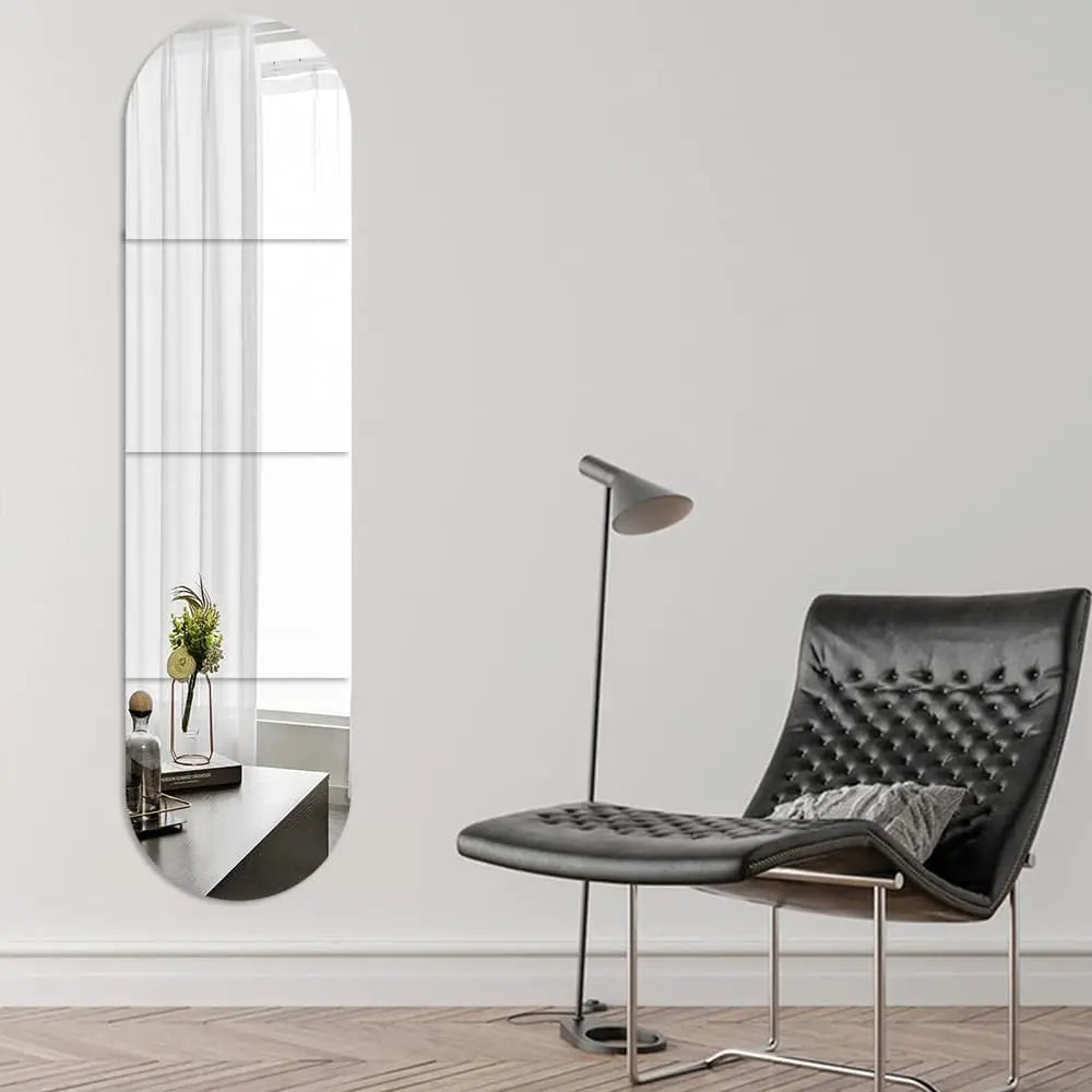 4pcs Self Adhesive Acrylic Mirror Tiles DIY Flexible Non Glass Safety Mirror Sheets Wall StickersShatterproof Anti Fog Mirror