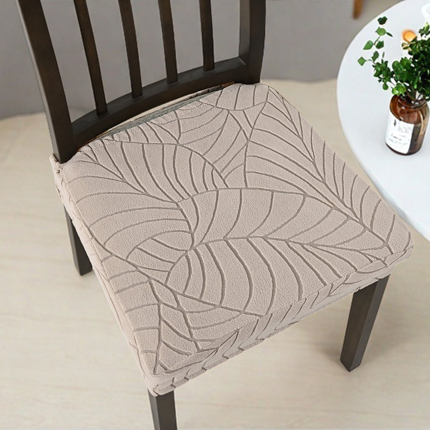 Durable Stretch Chair Covers - Leaf Jacquard Slipcovers