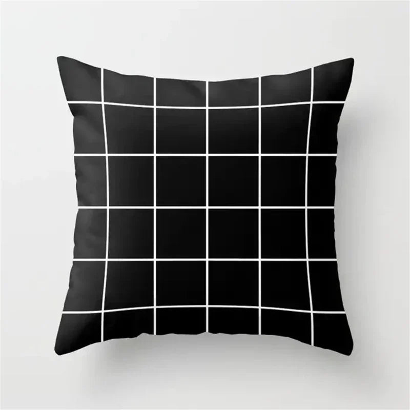 Nordic Geometric Pillow Cover 45x45CM - Black & White Chic