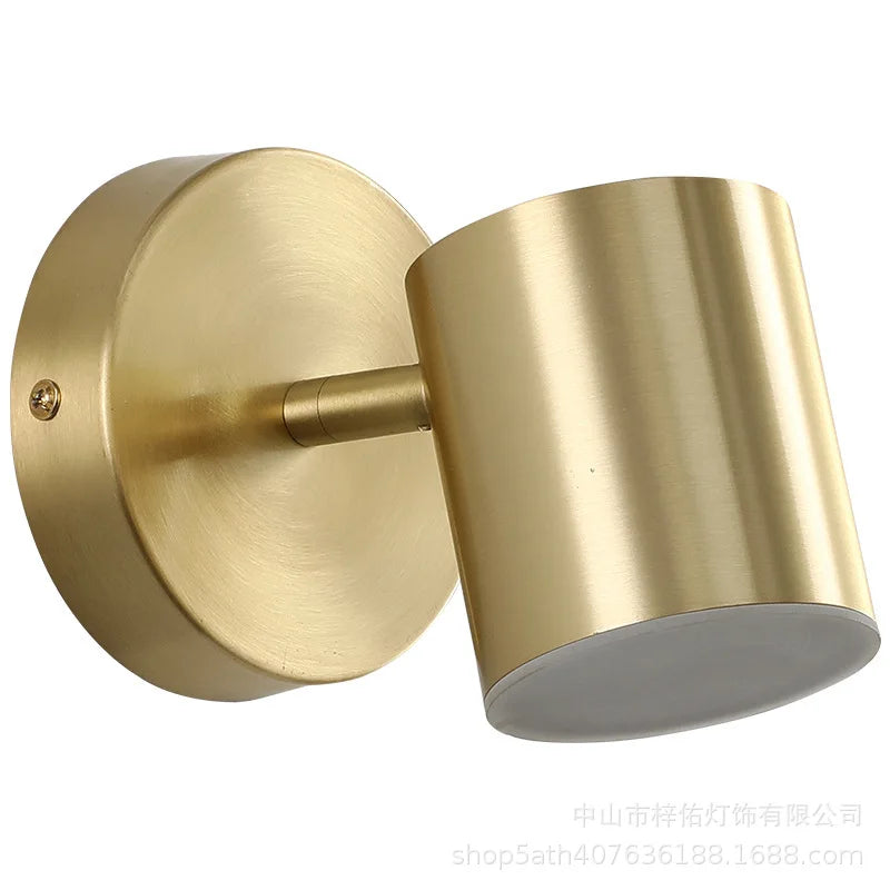Wall Decor Nordic Room Bedroom Bed Post Modern Simple Can Rotate Light Luxury Gold Mirror Front Aisle Wall Lamp