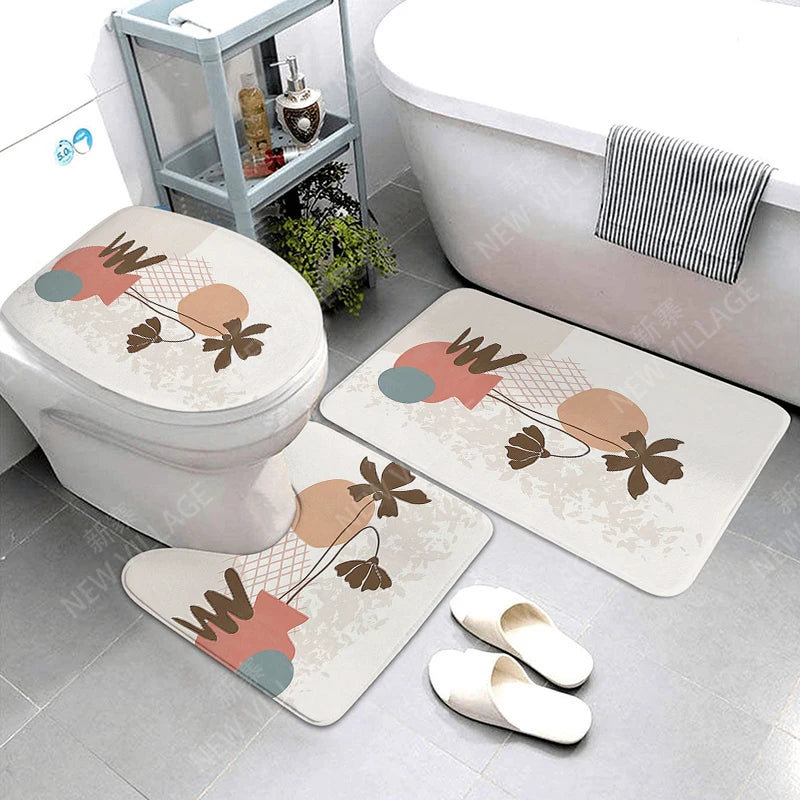 Anti-slip Bath Mat Bathroom Rug Shower Mat Decorative Absorbent Foot Mat Entrance Bathtub toilet rug boho Nordic plant leaf