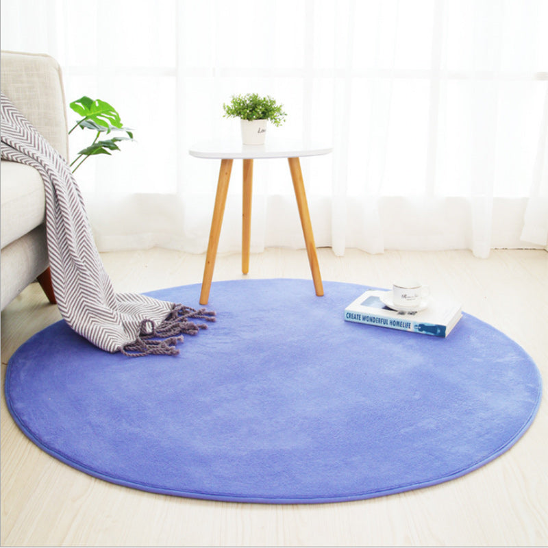Round Carpet Rug - Coral Fleece Gray Living Room & Kids' Mat