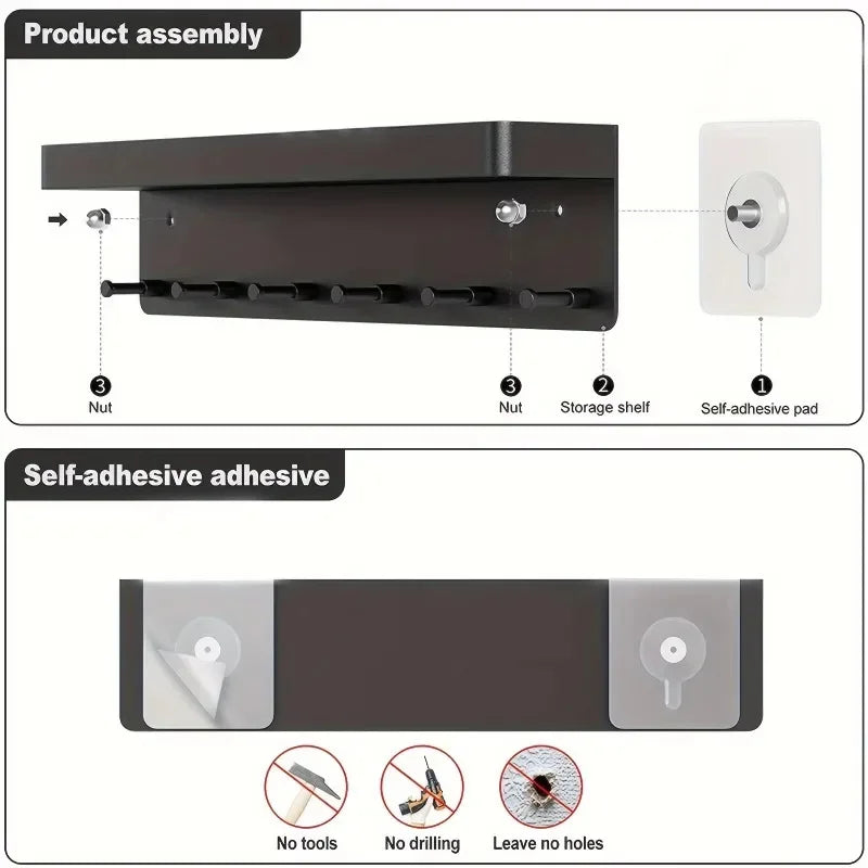 Key Holder Wall Decor: 6-Hook Mail Shelf Organizer
