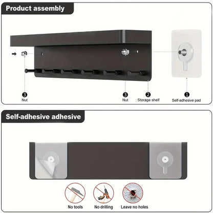 Key Holder Wall Decor: 6-Hook Mail Shelf Organizer