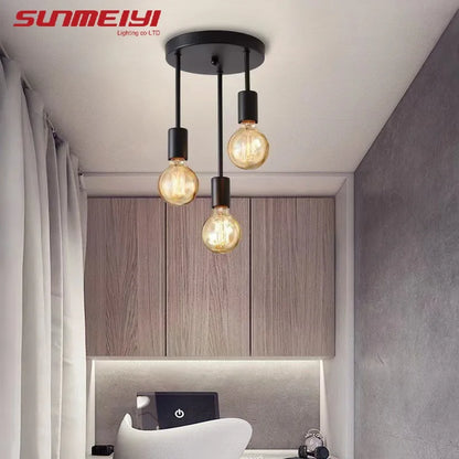 Ceiling Light Fixture: Black Modern E27 Ceiling Lamp - 4-Head Chandelier