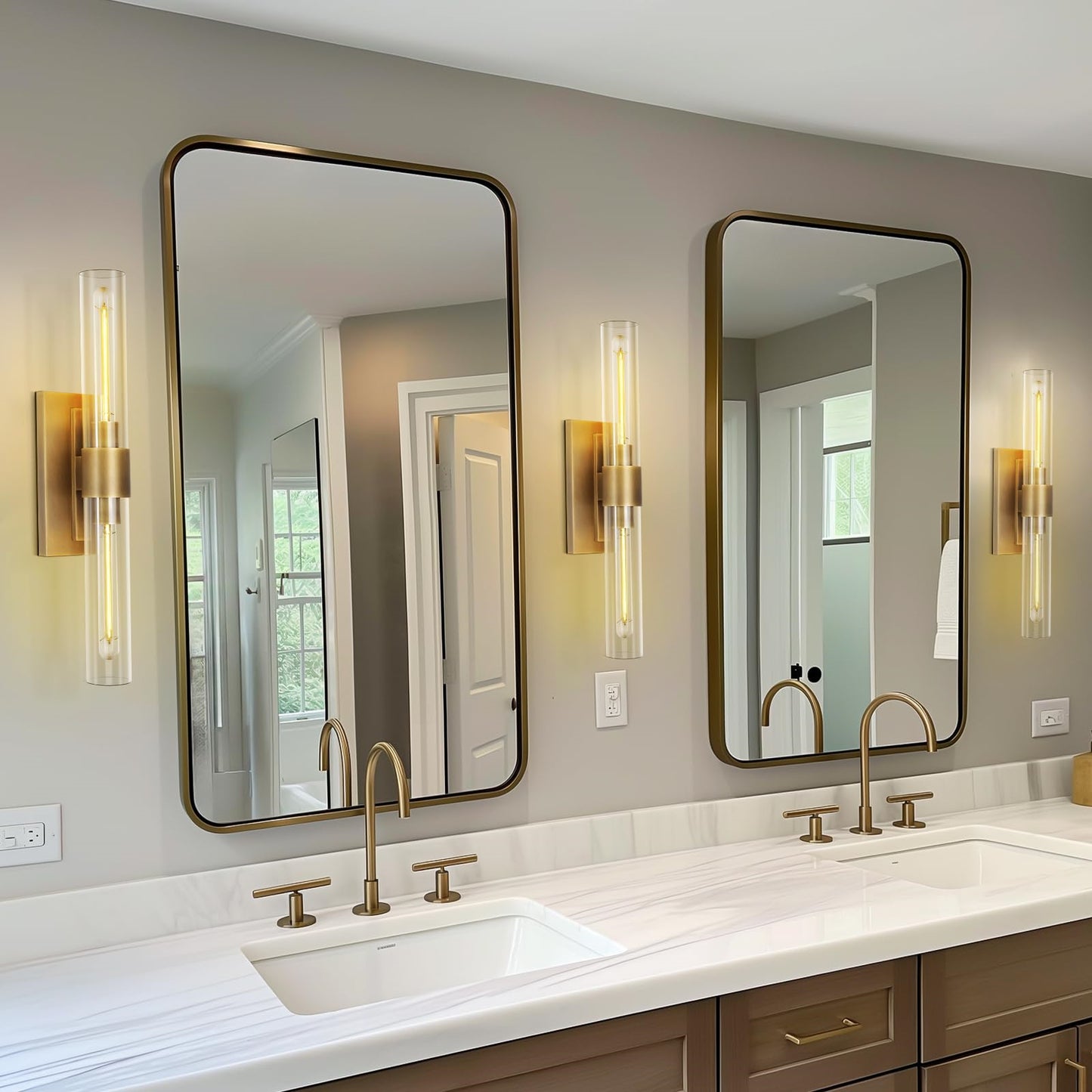 LED Wall Light - Double Head, Glass Sconce for Living Room