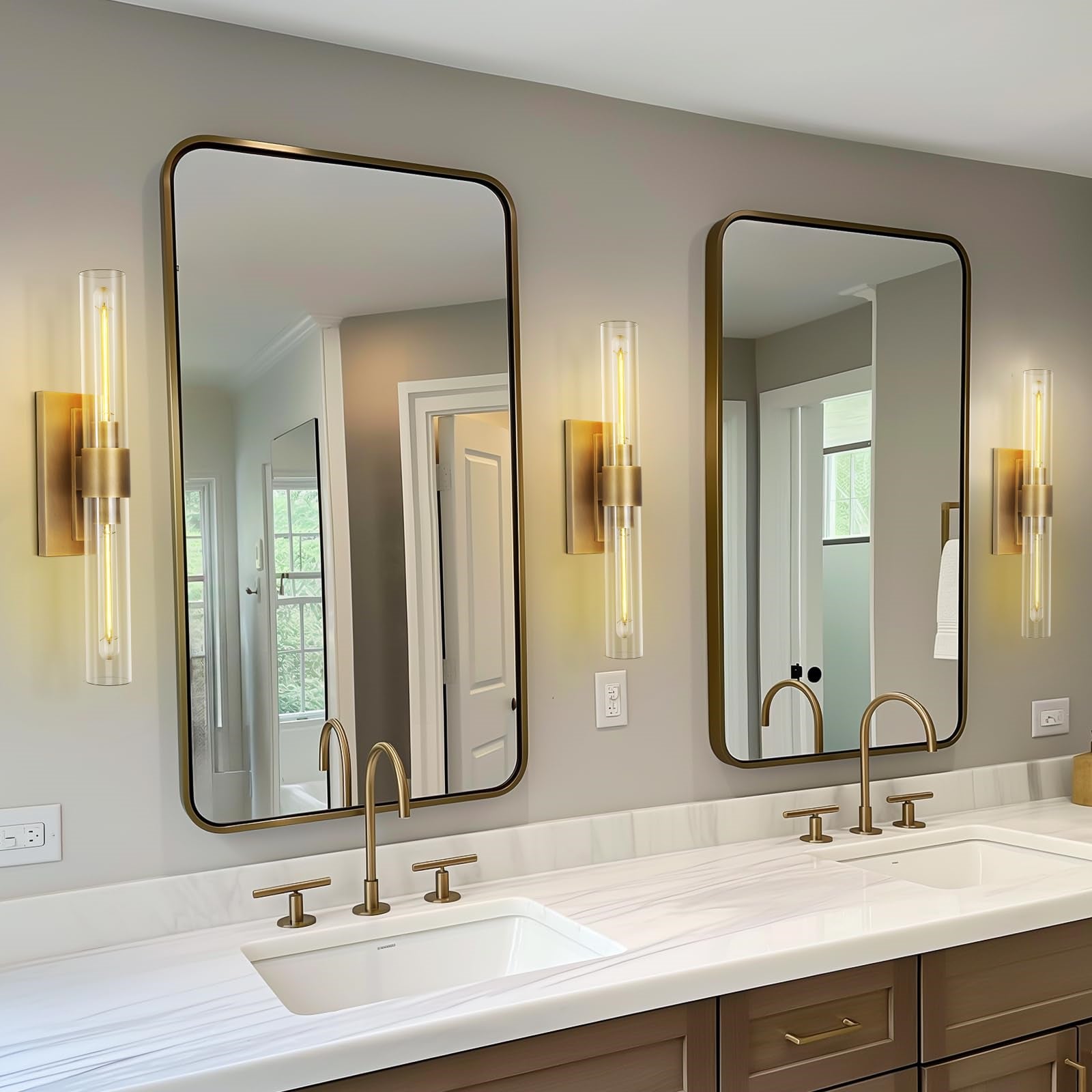 LED Wall Light - Double Head, Glass Sconce for Living Room