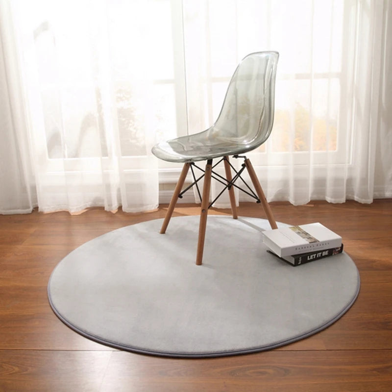 Round Carpet Rug - Coral Fleece Gray Living Room & Kids' Mat