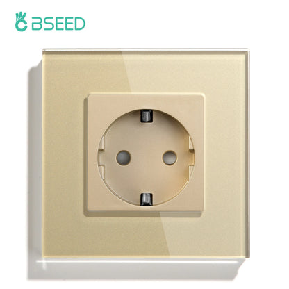 BSEED Mechanical Wall Button Switch 1/2/3Gang 1Way Wall Power Socket Glass Frame USB Type-C Charge Port Home Improvement