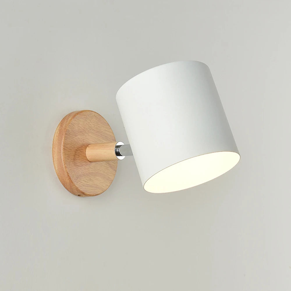 Wall Lamp: Nordic Solid Wood LED Wall Sconce - Minimalist Bedroom Light