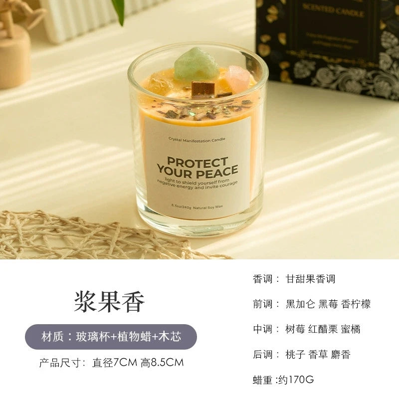 Scented Candle: Crystal-Cut Glass Candle: Romantic Soy Wax Gift