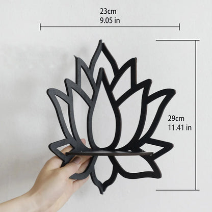 Wooden Lotus Hollow Decorative Rack Aromatherapy Organiser Essential Oil Candle Holder Wall Mounted Shelf Corner Shelf