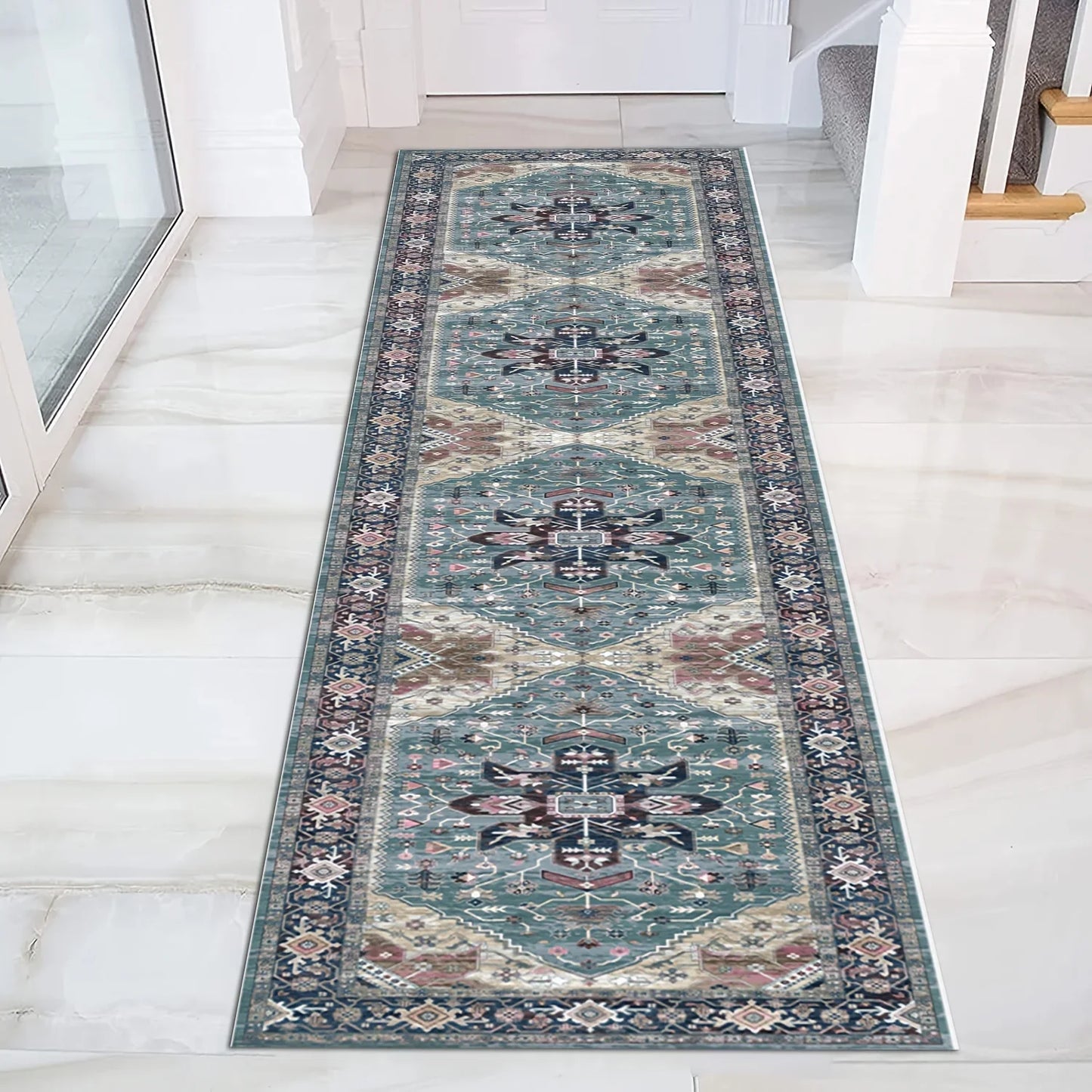 VIKAMA Velvet Persian Runner Rugs - Vintage Bohemian Non-Slip Mat