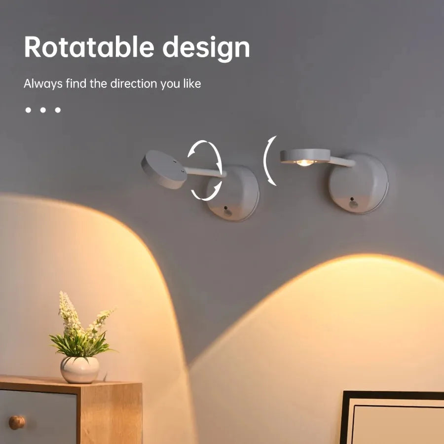 HPH USB Rechargeable Intelligent Human Sensing Wireless Wall Lamp Dimmable Led Spotlight For Lighting Paintings Pictures