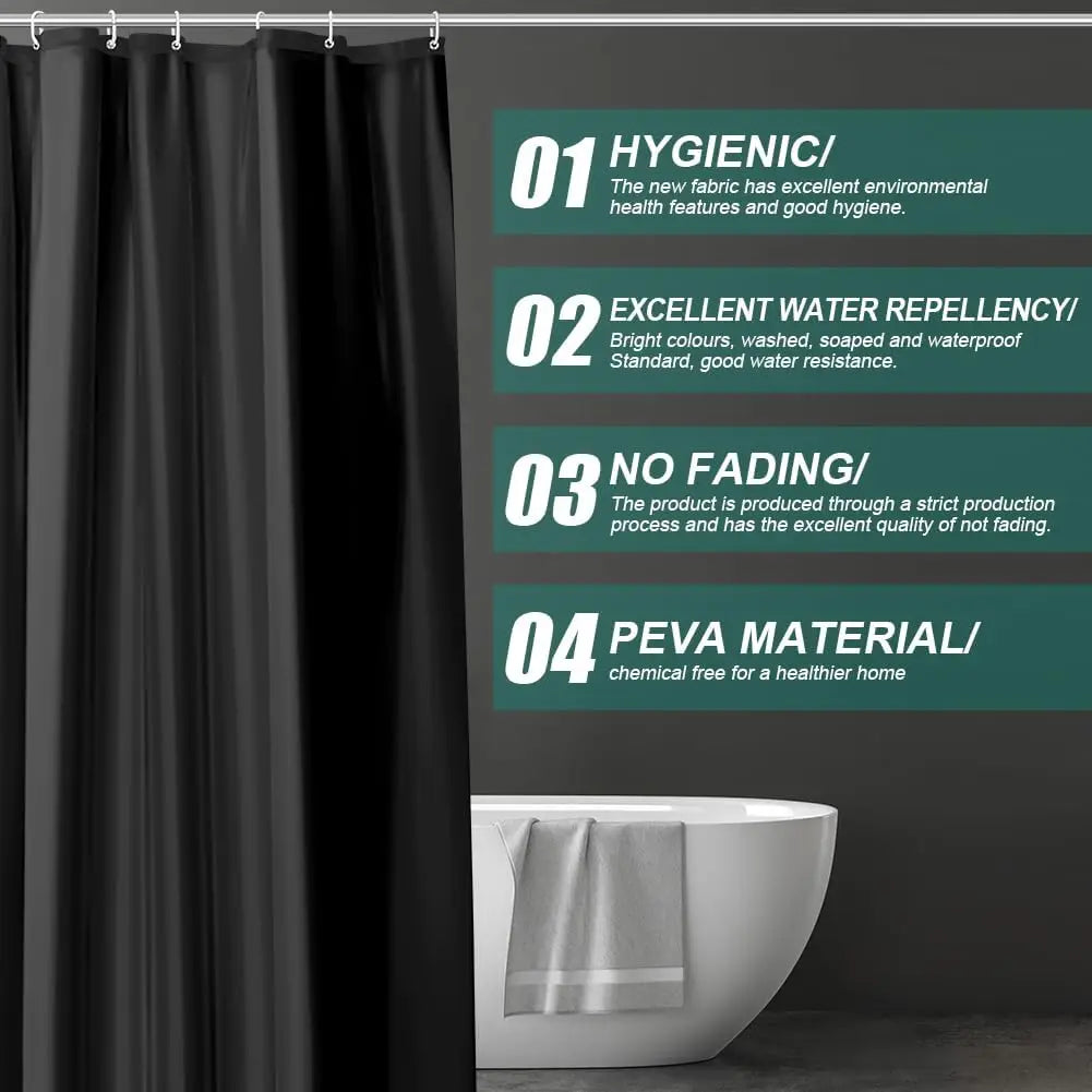Waterproof Shower Curtain Liner 180x180cm with Magnets