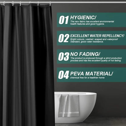 Waterproof Shower Curtain Liner 180x180cm with Magnets