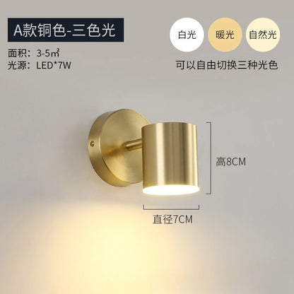 Wall Decor Nordic Room Bedroom Bed Post Modern Simple Can Rotate Light Luxury Gold Mirror Front Aisle Wall Lamp