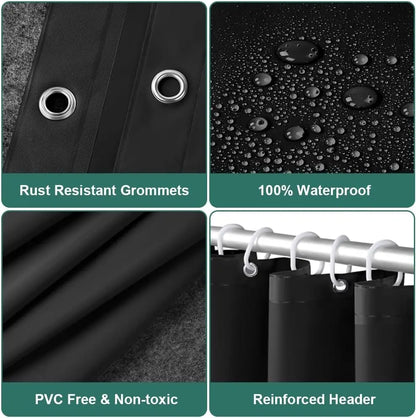 Waterproof Shower Curtain Liner 180x180cm with Magnets
