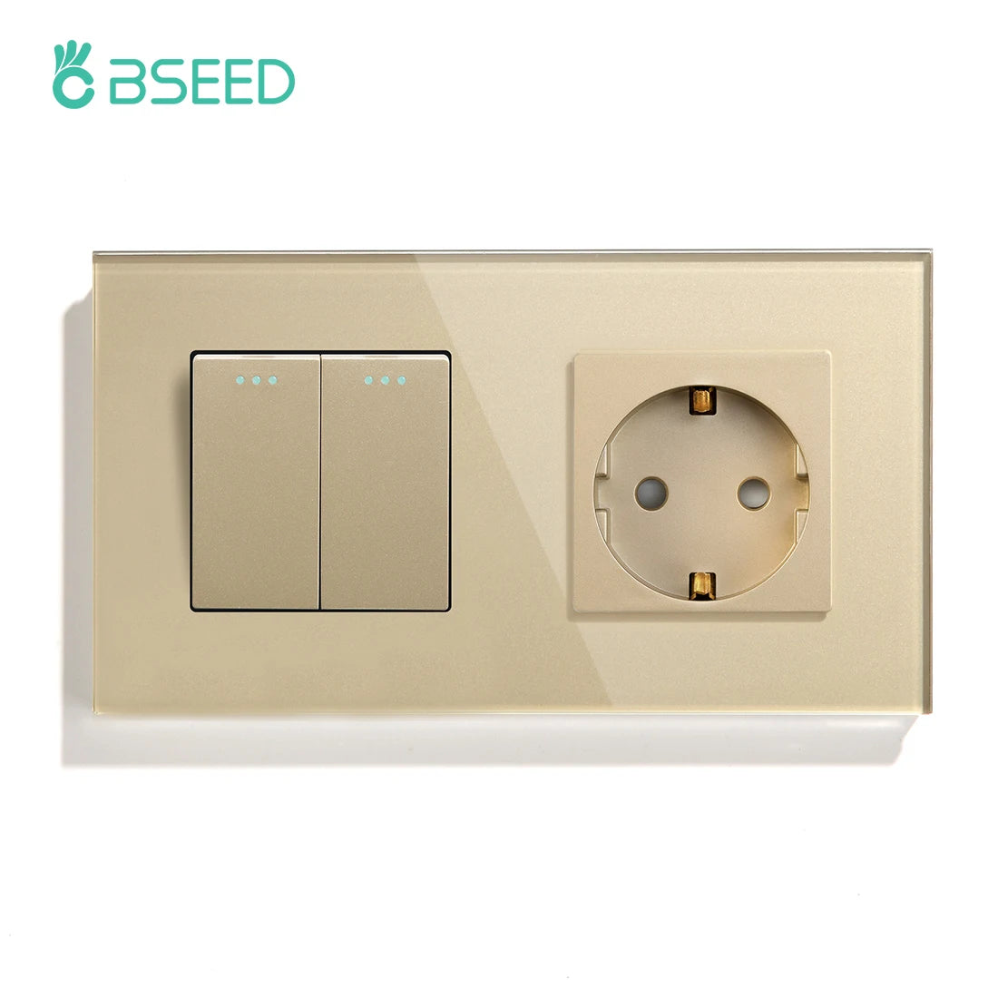 BSEED Mechanical Wall Button Switch 1/2/3Gang 1Way Wall Power Socket Glass Frame USB Type-C Charge Port Home Improvement