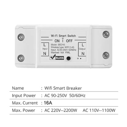 Smart Switch: 16A WiFi Smart Switch Alexa Google Home Control