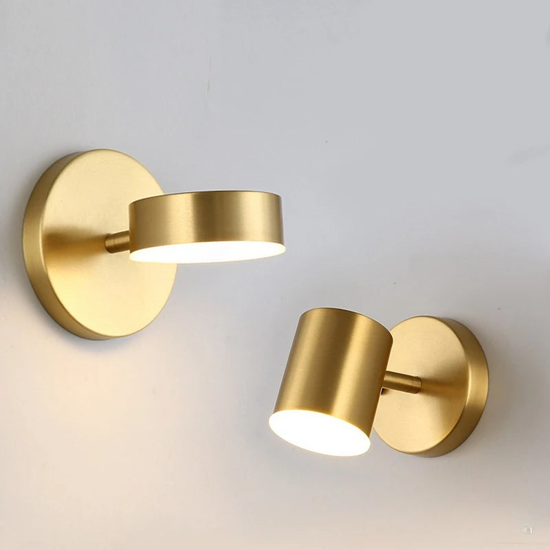 Wall Decor Nordic Room Bedroom Bed Post Modern Simple Can Rotate Light Luxury Gold Mirror Front Aisle Wall Lamp