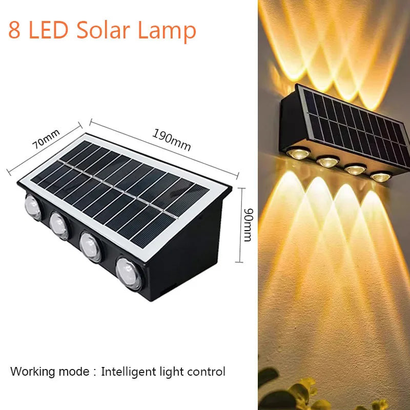 Sunlight Powered 4/6/8LEDs Solar Wall Lamp,Outdoor Waterproof Solar Light,Up and Down Luminous Lighting for Yard Garden Decor