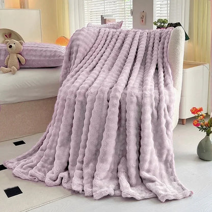 Blanket: Flannel Rabbit Plush Blanket - Cozy Office & Sofa Cover