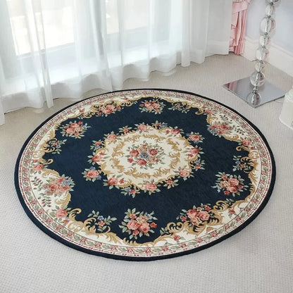 Area Rug: Round Vintage Floral Area Rug - Elegant European Style