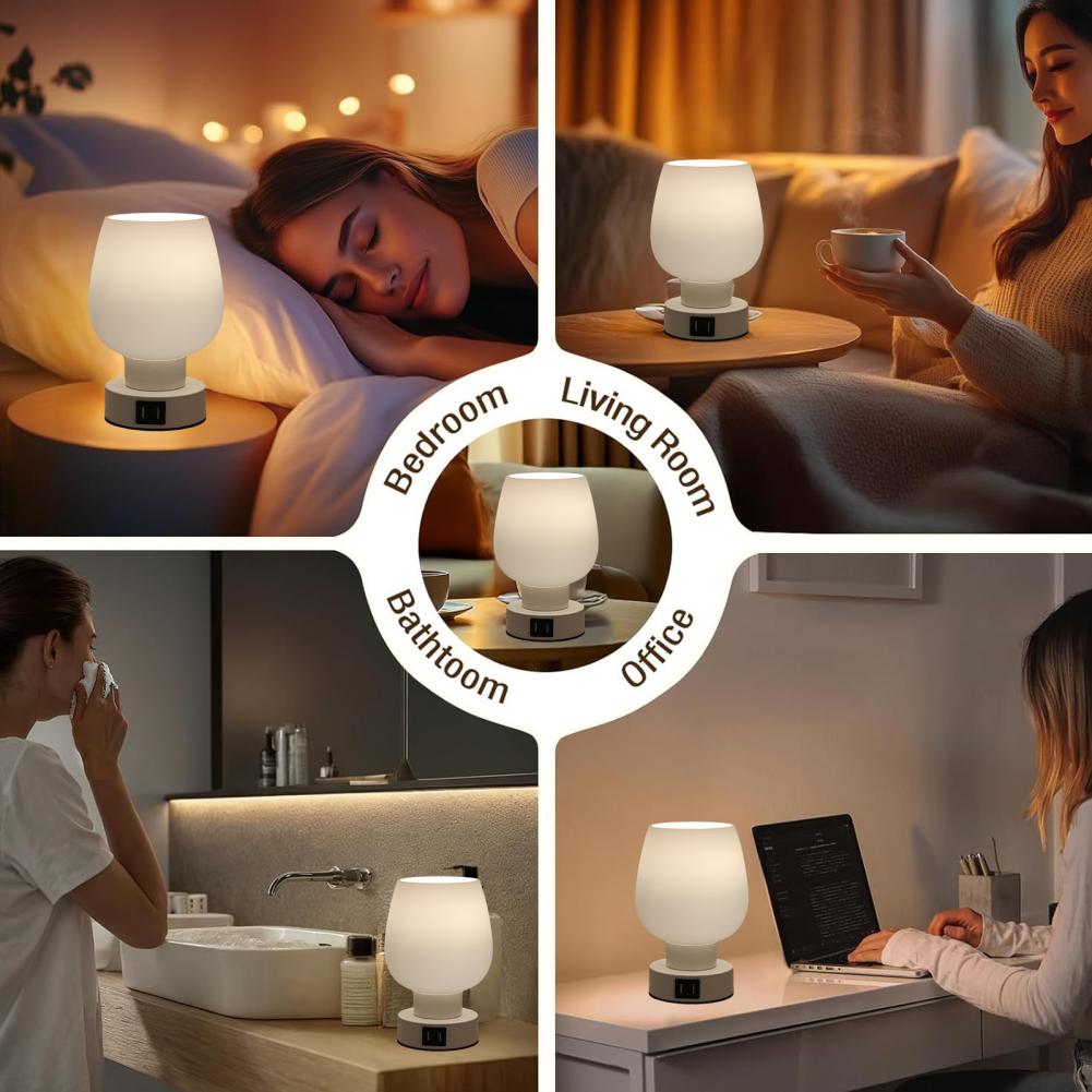 LED Desk Lamp: Touch Control, Dimmable Glass Shade