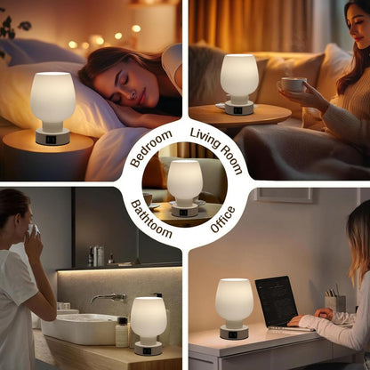 LED Desk Lamp: Touch Control, Dimmable Glass Shade