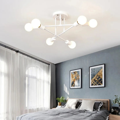 LED Ceiling Light Fixture - Modern 6 Heads Black/White/Gold Fixture