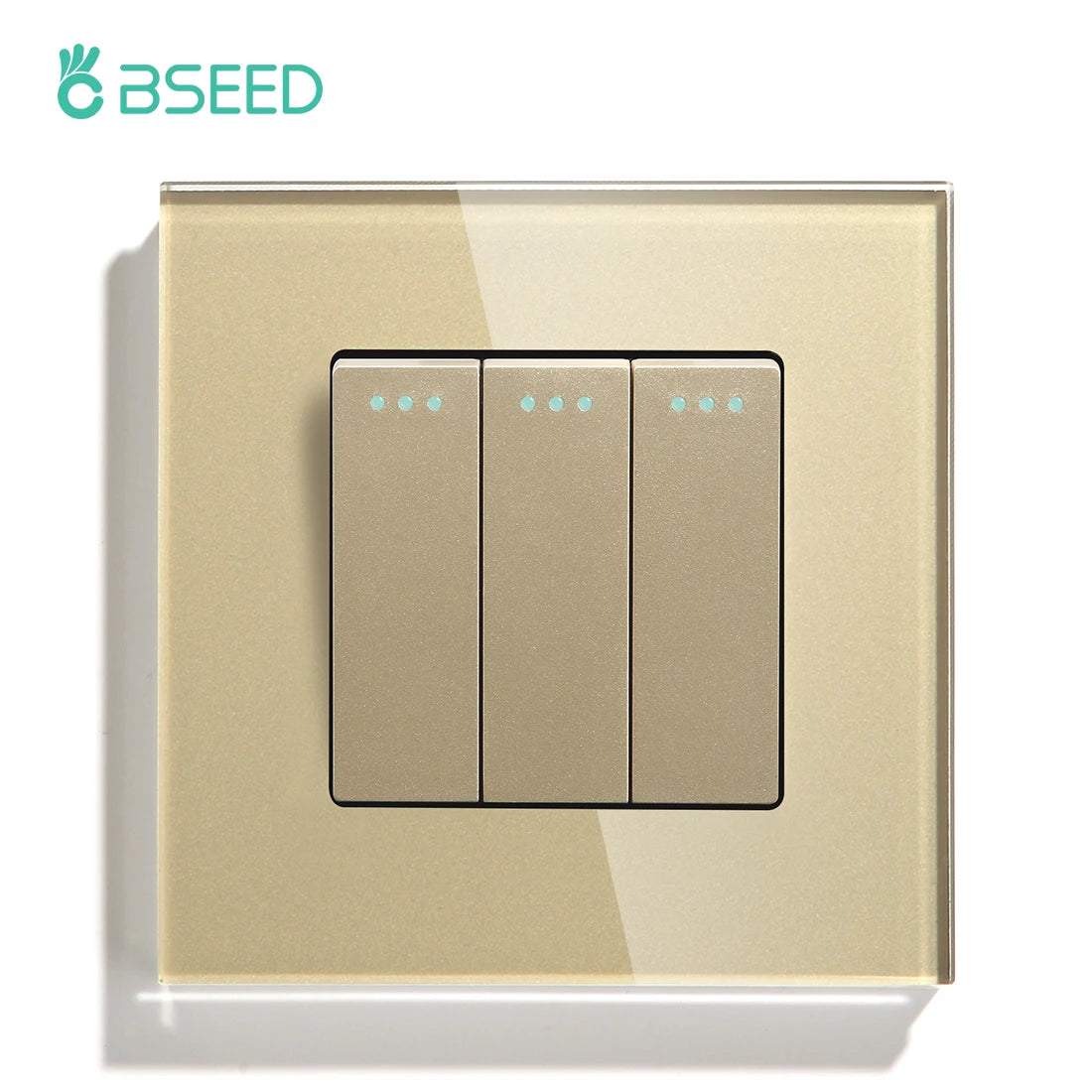 BSEED Mechanical Wall Button Switch 1/2/3Gang 1Way Wall Power Socket Glass Frame USB Type-C Charge Port Home Improvement