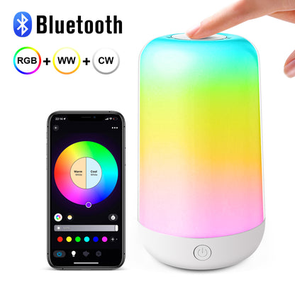 Table Lamp: Bluetooth Smart Touch RGB LED Bedside Lamp USB Rechargeable